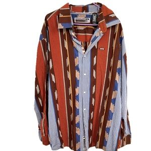ENYCE Clothing Company Button down Long Sleeve Color-block Shirt Sz 3XL